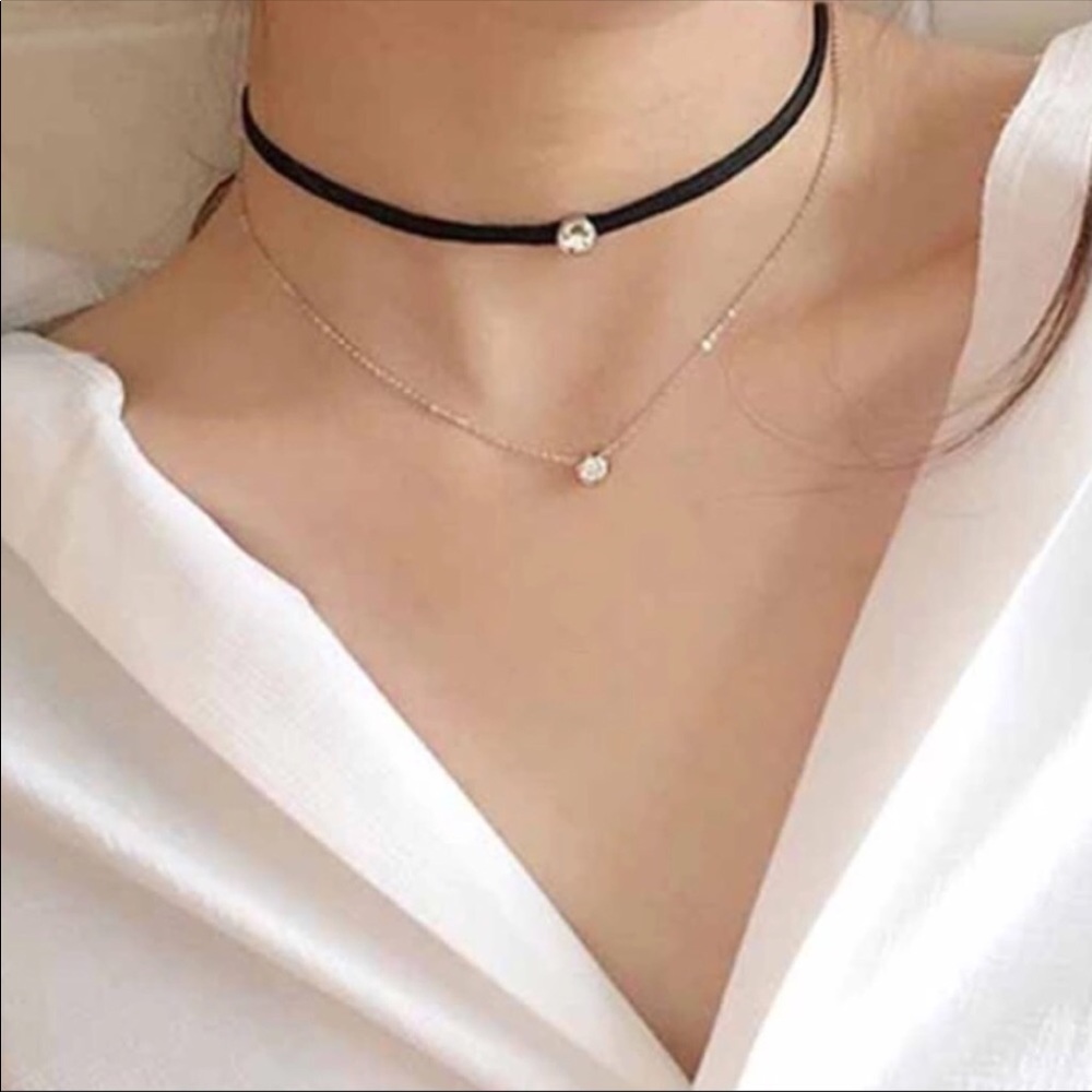 Black Velvet & Silver Choker Necklace